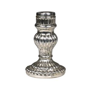 Stříbrný antik skleněný svícen Mercury - Ø 7*11,5 cm Chic Antique