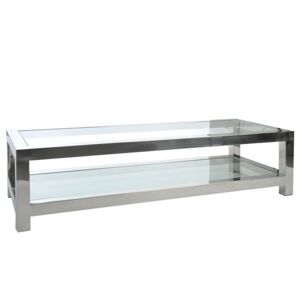 Stříbrný kovový konferenční stolek se skleněnou deskou Luxx - 160*60*40cm