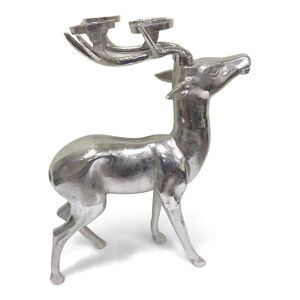 Stříbrný kovový svícen stojící jelen - 46*32*58cm