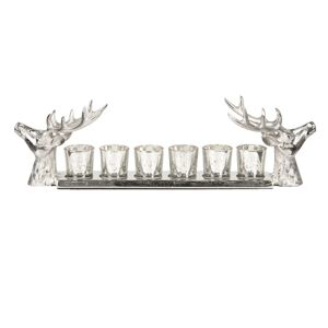 Stříbrný stojan na svíčky s jeleny - 56*13*17 cm
