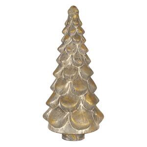 Stříbrný vánoční stromek se zlatou patinou a odřeninami - 24*51 cm