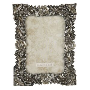 Stříbrný vintage fotorámeček s květinovými ornamenty - 20*2*15 cm / 10*15 cm