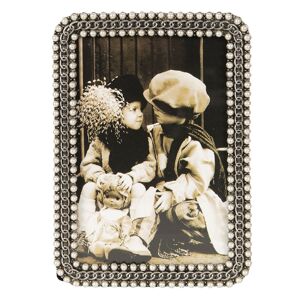 Stříbrný vintage rámeček na fotografie s perličkami - 17*2*12 / 10*15 cm