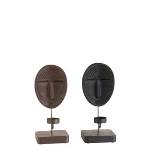 Svícen na čajovou svíčku maska Ethnic  černý/hnědý  2 ks - 10,5*12*26,5 cm