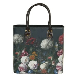 Tmavě tyrkysová květovaná taška Colette - 28*14*28/39 cm