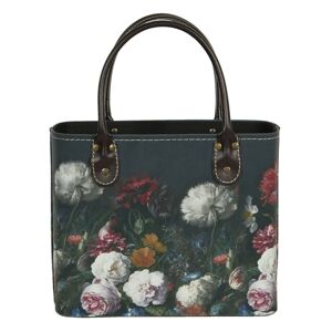 Tmavě tyrkysová květovaná vintage taška Colette - 26*12*26/35 cm