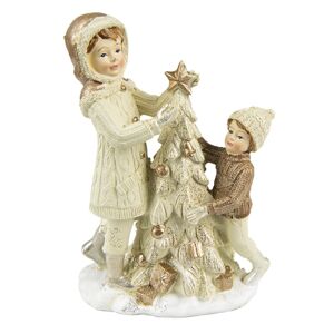 Vánoční dekorace děti u stromečku - 10*5*14 cm Clayre & Eef