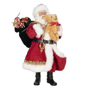 Vánoční dekorace Santa s plyšovým medvídkem - 14*14*28 cm