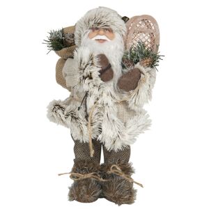 Vánoční dekorace Santa v kožichu s pytlem dárků - 15*11*30 cm