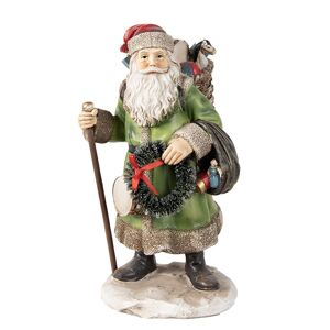 Vánoční dekorace socha Santa s nůší dárků - 12*10*20 cm Clayre & Eef