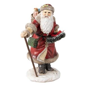 Vánoční dekorace socha Santa s nůší dárků - 14*12*20 cm Clayre & Eef