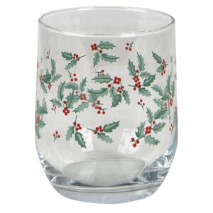 Vánoční sklenička s cesmínou - Ø 8*9 cm / 300 ml Clayre & Eef