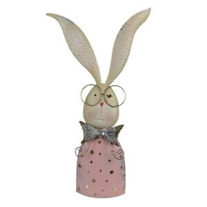Veliká kovová dekorace králičí slečna s brýlemi - 25*9*53 cm Clayre & Eef