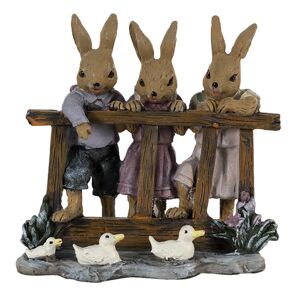 Velikonoční dekorace králičí děti na plůtku - 14*9*13 cm Clayre & Eef