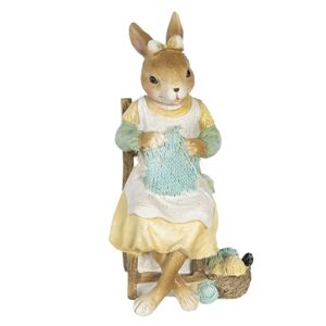 Velikonoční dekorace králičí slečny s pletením - 9*8*18 cm