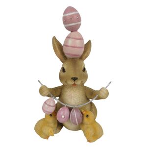 Velikonoční dekorace králíka s kuřátky - 9*9*16 cm