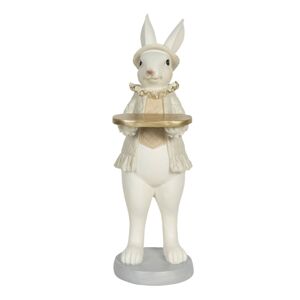 Velikonoční dekorační soška králíka s podnosem - 12*9*31 cm