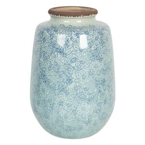 Velká vintage keramická váza s kvítky Bleues – Ø 17*26 cm