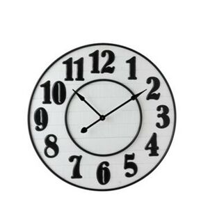 Velké nástěnné hodiny v bílo-černém provedení Barbe - Ø 92*6,3 cm