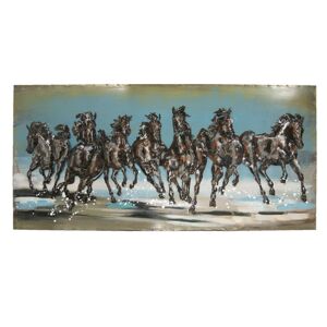 Velký kovový obraz Koně v běhu - 140*70*5 cm