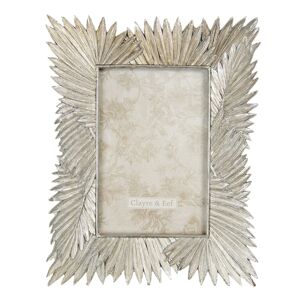 Velký stříbrný fotorámeček s dekorem listů - 18*2*23 cm / 10*15 cm