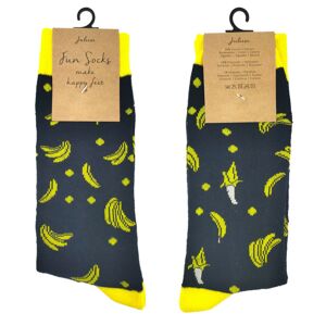 Veselé černé ponožky s banány - 35-38