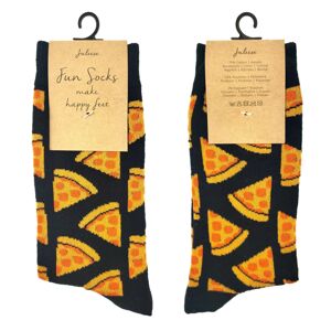 Veselé černé ponožky s pizzami - 39-41