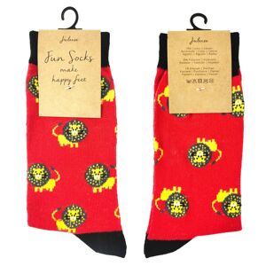 Veselé červené ponožky se lvíčky - 35-38