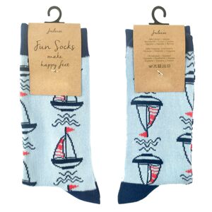 Veselé modré ponožky s loďkami - 35-38