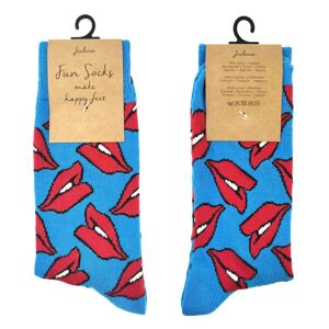 Veselé modré ponožky s pusinkami - 35-38