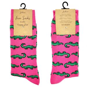 Veselé růžové ponožky s krokodýly - 35-38