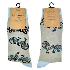 Veselé šedé ponožky s jízdními koly - 39-41