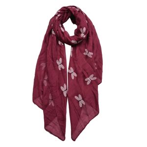 Vínový šátek s vážkami - 70*180 cm