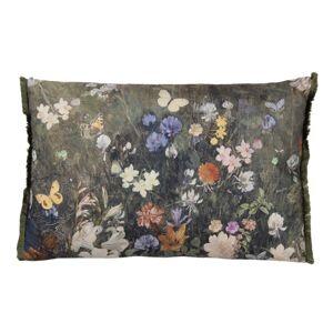 Vintage barevný polštář s květy a motýly  - 60*40 cm