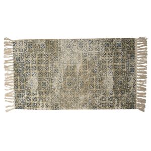 Vintage bavlněný koberec s květinovými motivy a třásněmi- 70*120 cm
