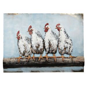 Vintage kovový obraz Chicken - 100*75*5 cm