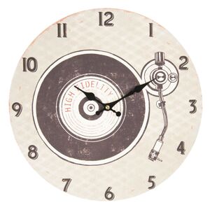 Vintage nástěnné hodiny s gramofonovou deskou - Ø 34*3 cm / 1*AA