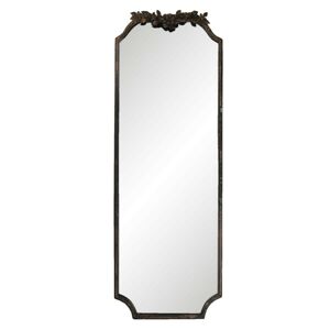 Vintage nástěnné zrcadlo v hnědém rámu s patinou a květinami Valéry  - 50*4*142 cm
