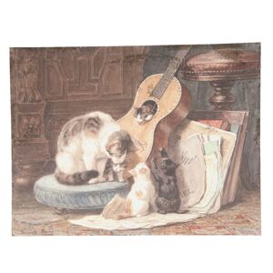 Vintage obraz s motivem koček a kytary - 73*3*55 cm