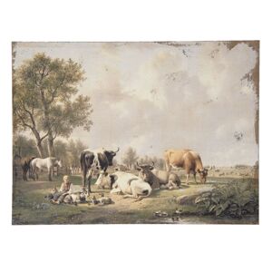 Vintage obraz s motivem pasoucích se krav - 73*3*55 cm