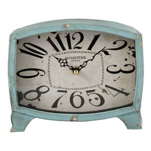 Vintage stolní hodiny se světle modrým rámem s patinou - 21*6*17 cm / 1xAA