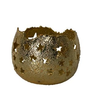 Kovový svícen s mřížkou ve zlaté barvě M - 13,5*13,5*11 cm J-Line by Jolipa