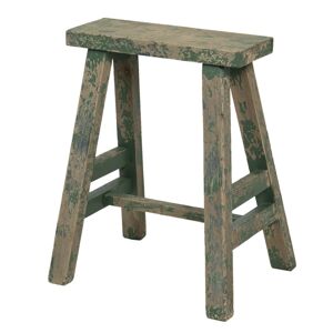 Vysoká dřevěná zelená dekorační stolička s patinou - 39*29*47 cm