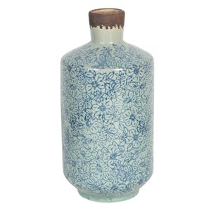 Vysoká vintage keramická váza s kvítky Bleues – Ø 12*25 cm