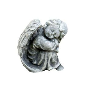 Zahradní betonová dekorace sedící anděl - 12*13*14cm