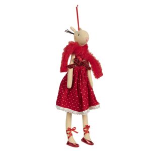 Závěsná dekorační dáma laň v červených šatech Lotte - 33 cm