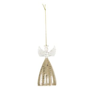 Závěsný andílek ze skla se zlatými třpytkami Léonne – Ø 5*10 cm