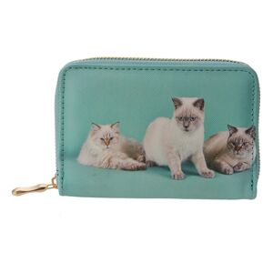 Zelená peněženka s kočkami - 9*14 cm