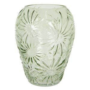 Zelená skleněná váza s květy Jasmina – Ø16*20 cm