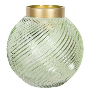 Zelená skleněná váza se zlatým hrdlem Goldina – Ø 19*19 cm